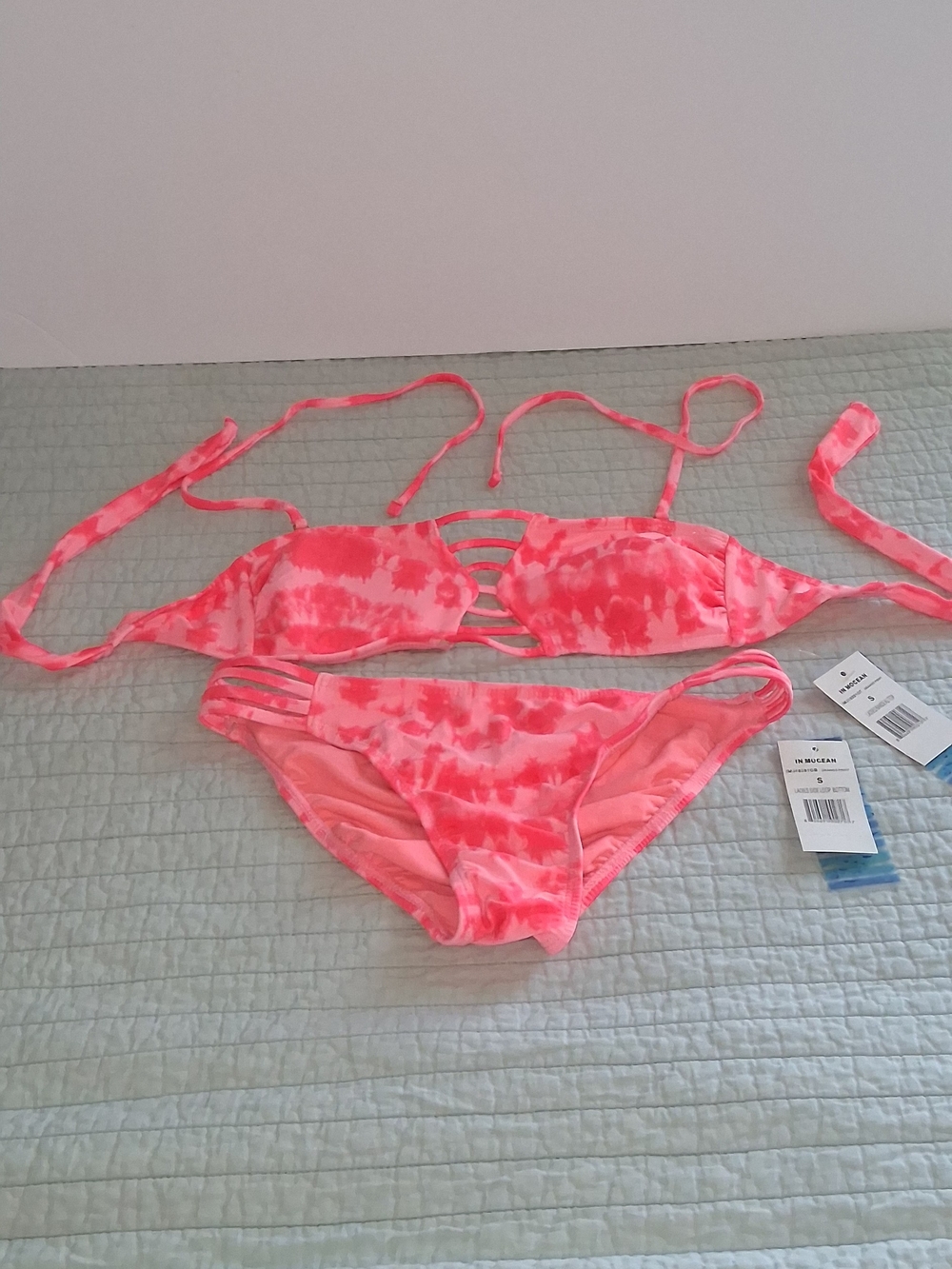 NWT IN Mocean Women's Pink Tie-Dye Bikini Swimsuit Women's Size Small